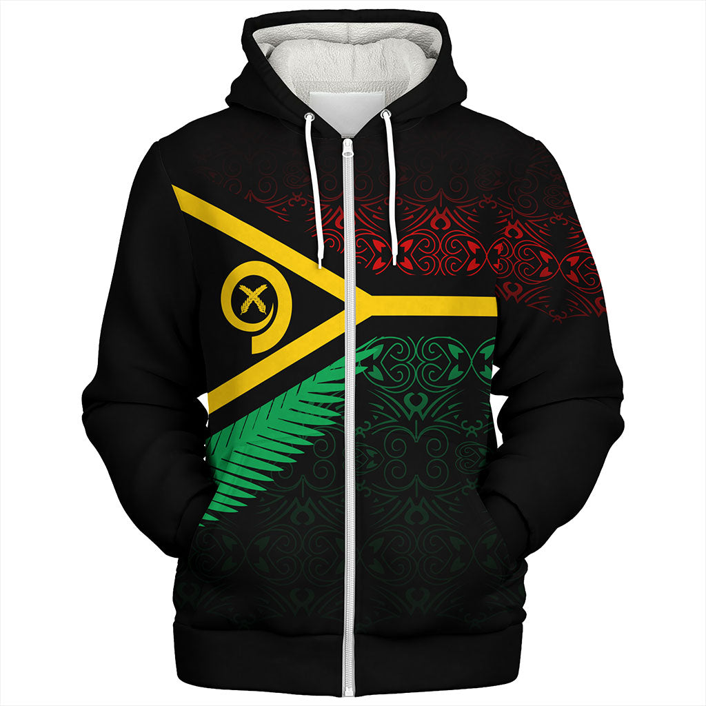 Vanuatu Sherpa Hoodie Melanesia Tribal Pattern