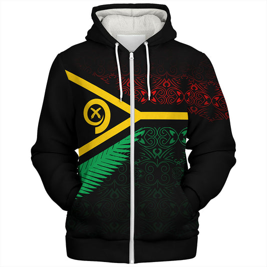 Vanuatu Sherpa Hoodie Melanesia Tribal Pattern