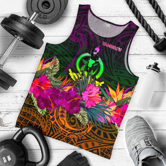 Vanuatu Men Tank Top - Summer Hibiscus