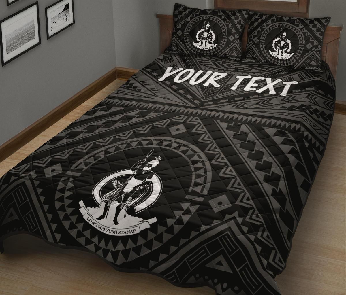 Vanuatu Personalised Quilt Bed Set - Vanuatu Seal With Polynesian Tattoo Style