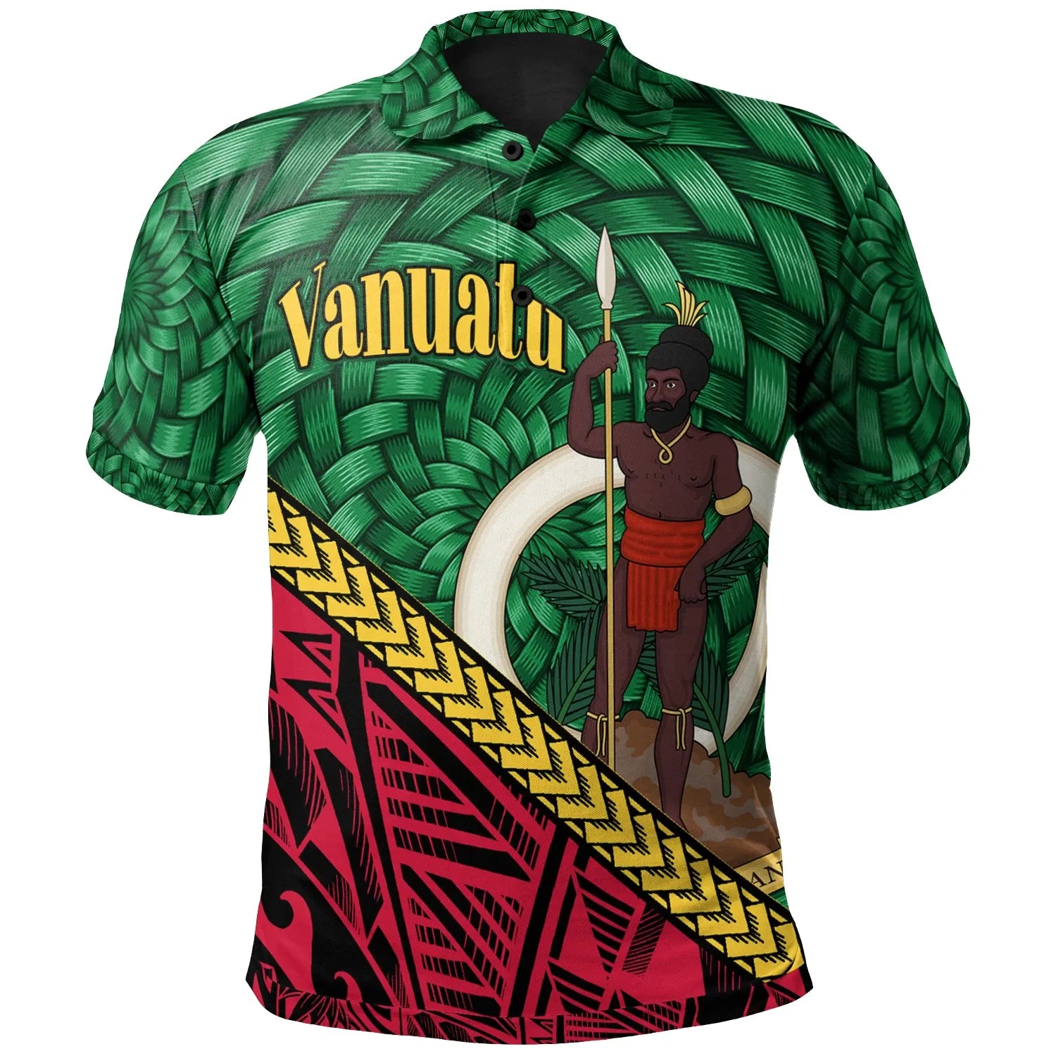 Vanuatu Polo Shirt - Polynesian Patterns With Bamboo