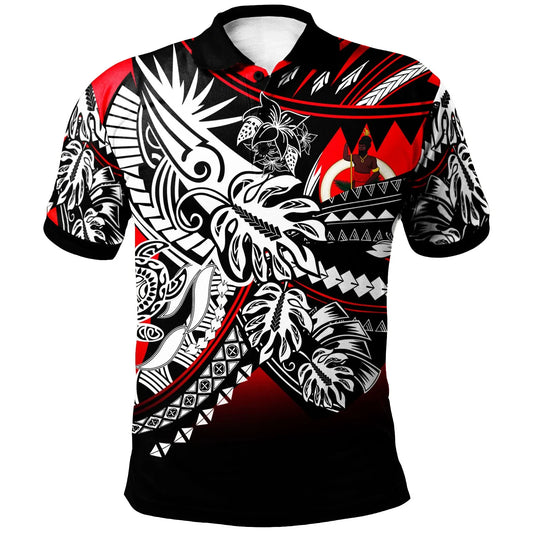 Vanuatu Polo Shirt - Tribal Jungle Red Pattern