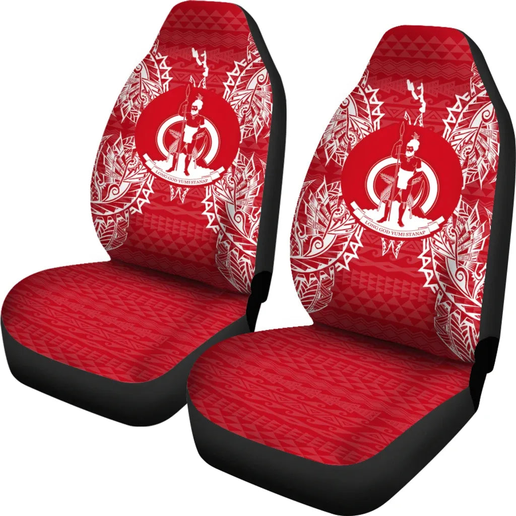 Vanuatu Car Seat Cover - Vanuatu Coat Of Arms Map Red White