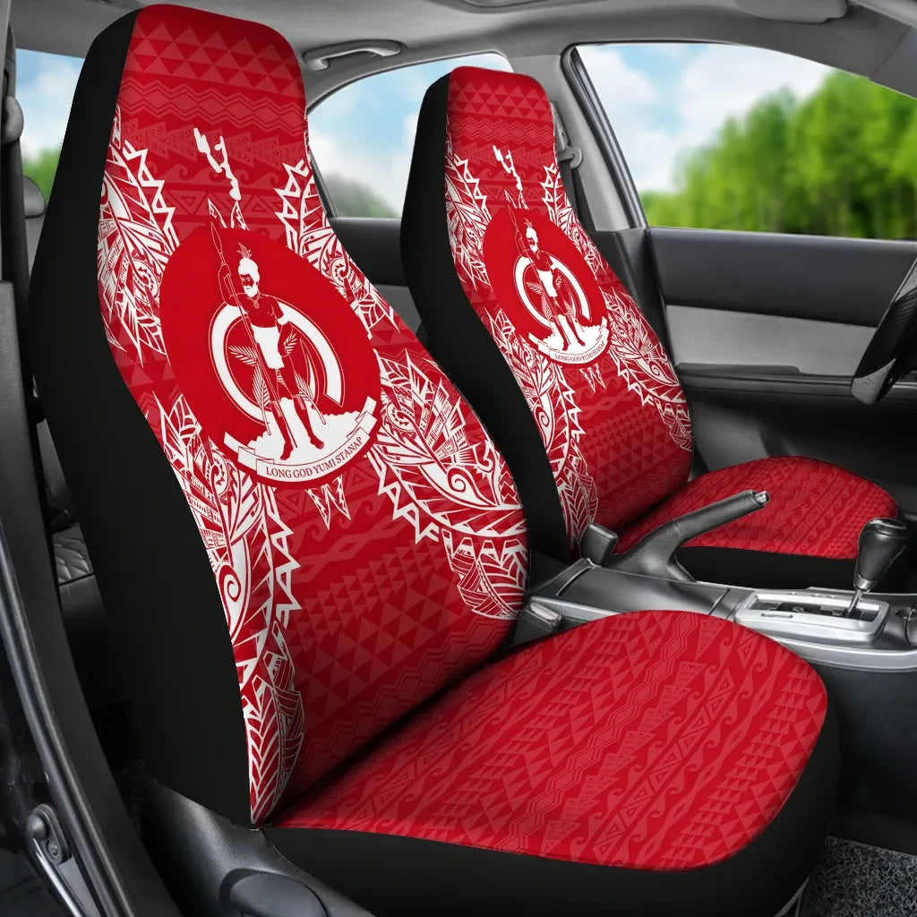 Vanuatu Car Seat Cover - Vanuatu Coat Of Arms Map Red White