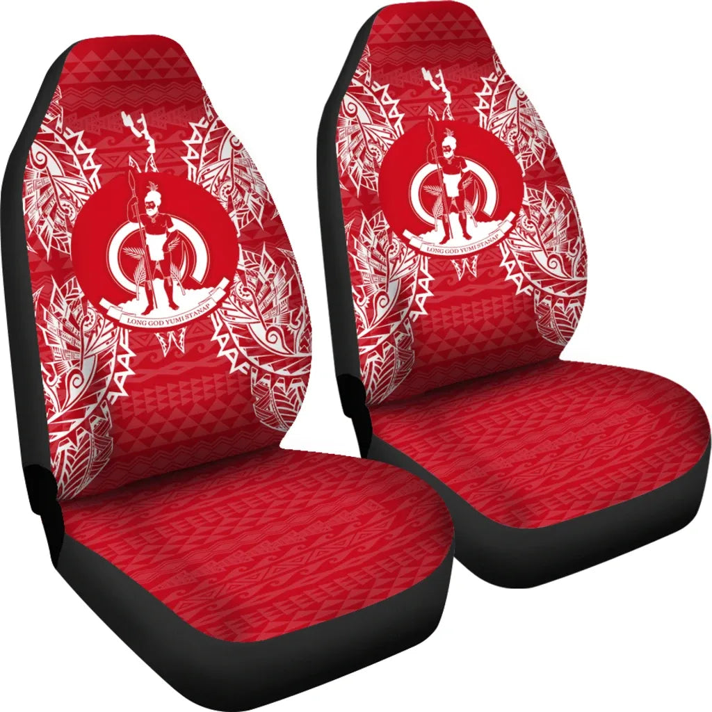 Vanuatu Car Seat Cover - Vanuatu Coat Of Arms Map Red White