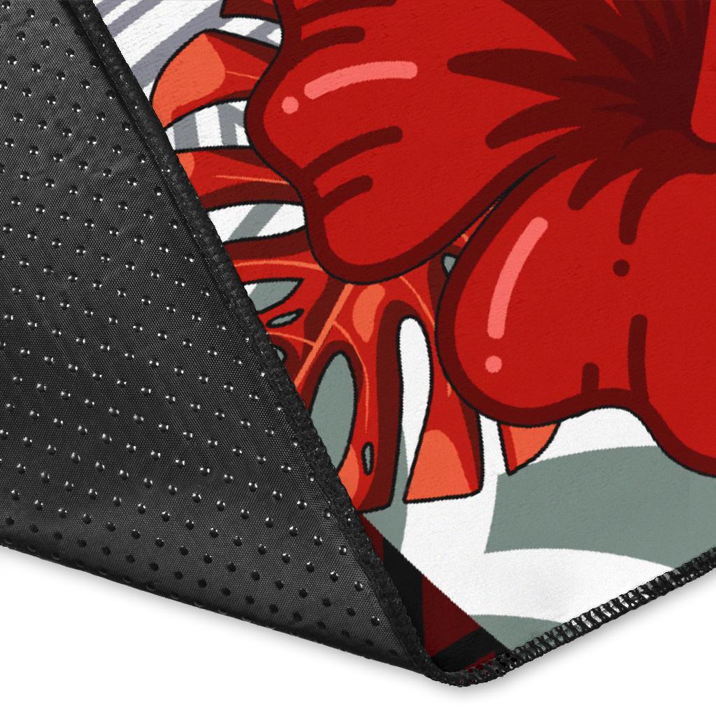 Vanuatu Polynesian Area Rug - Coat Of Arm With Hibiscus