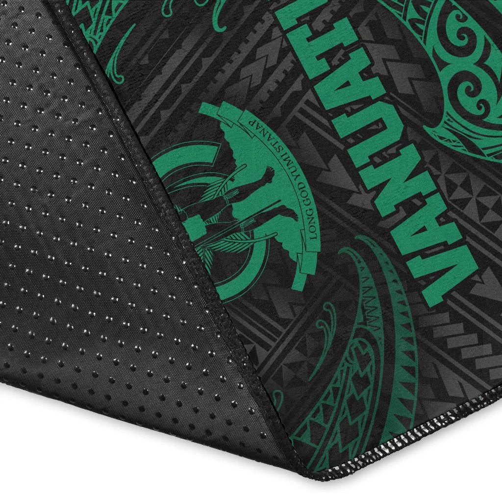 Vanuatu Polynesian Area Rug - Green Tribal Wave
