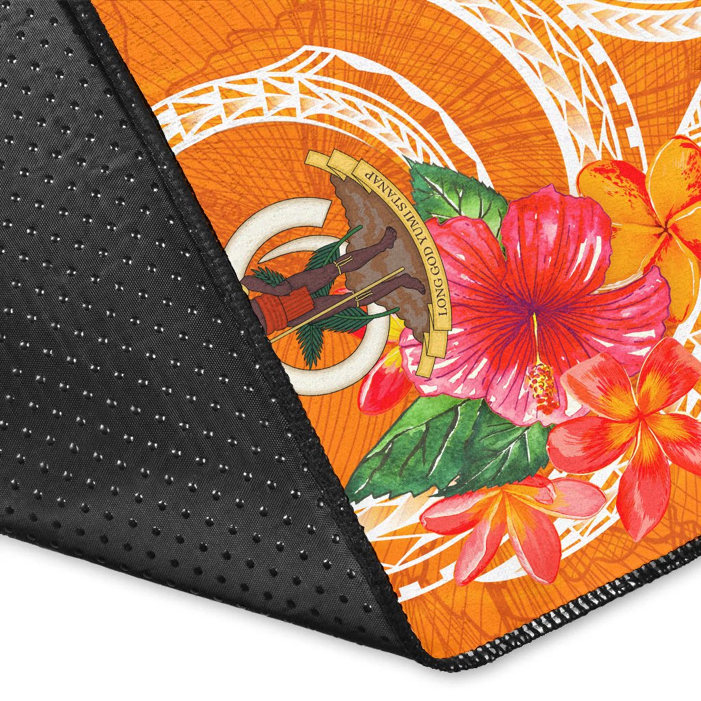 Vanuatu Polynesian Area Rug - Orange Floral With Seal