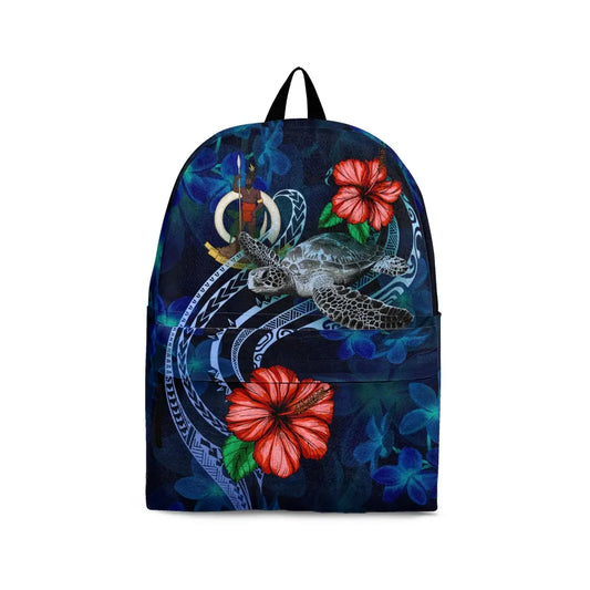 Vanuatu Polynesian Backpack - Blue Turtle Hibiscus
