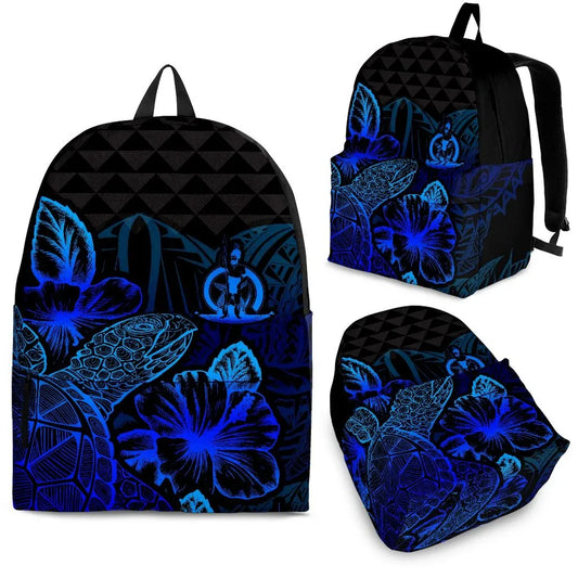 Vanuatu Polynesian Backpack Turtle Hibiscus Blue