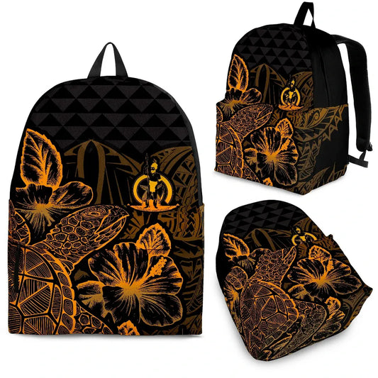 Vanuatu Polynesian Backpack Turtle Hibiscus Gold