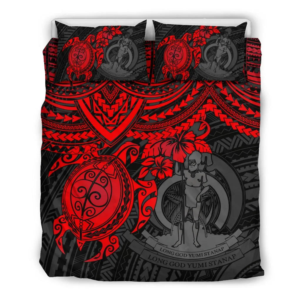 Vanuatu Polynesian Duvet Cover Set - Red Turtle