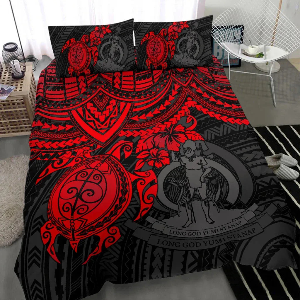Vanuatu Polynesian Duvet Cover Set - Red Turtle