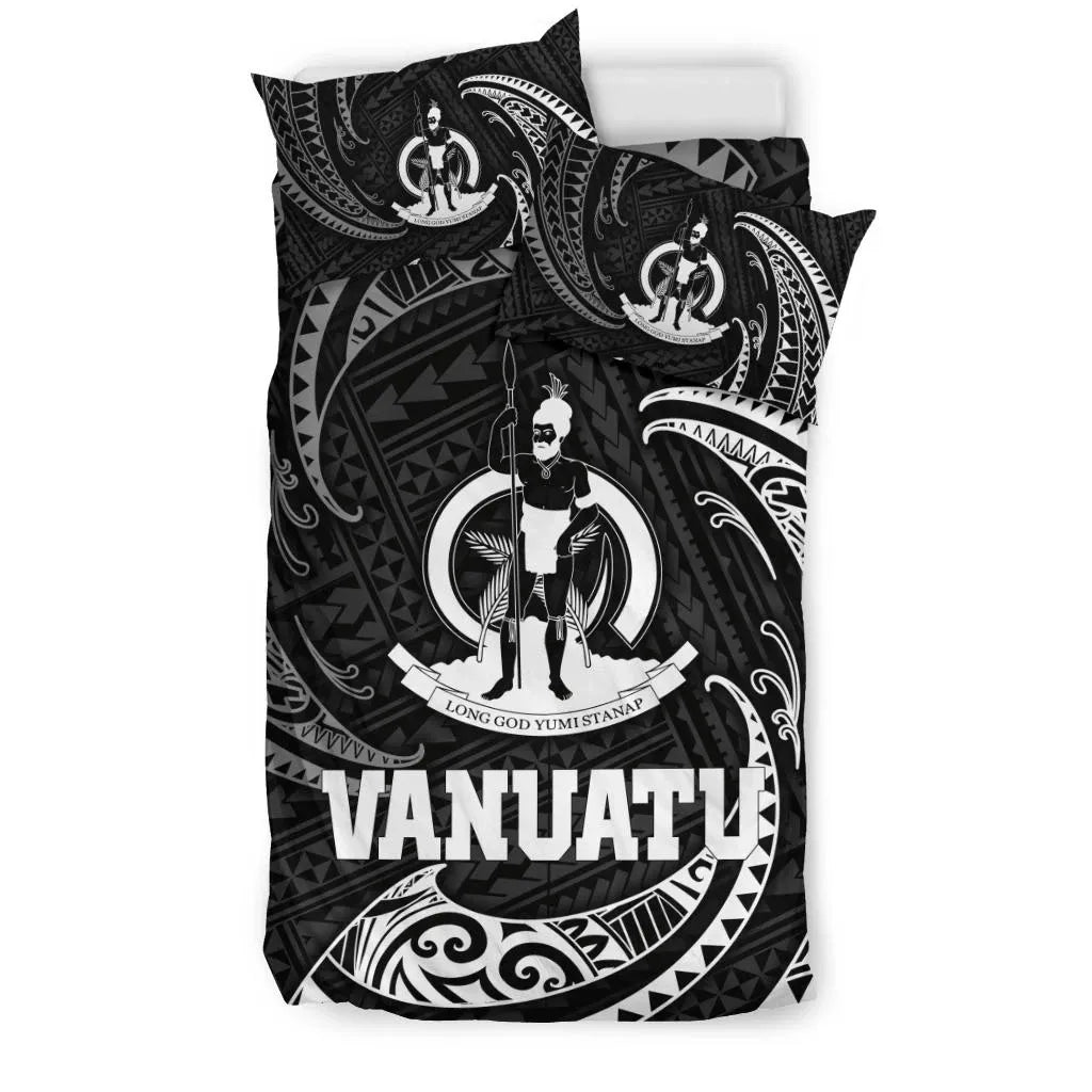 Vanuatu Polynesian Bedding Set - White Tribal Wave