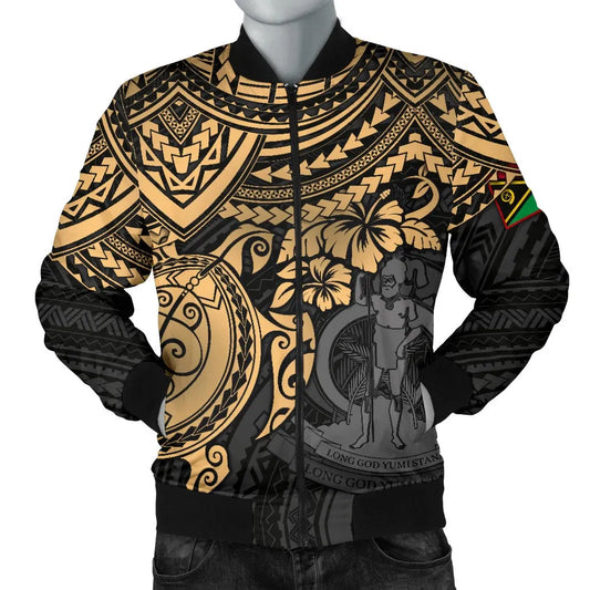 Vanuatu Polynesian Bomber Jacket - Gold Turtle