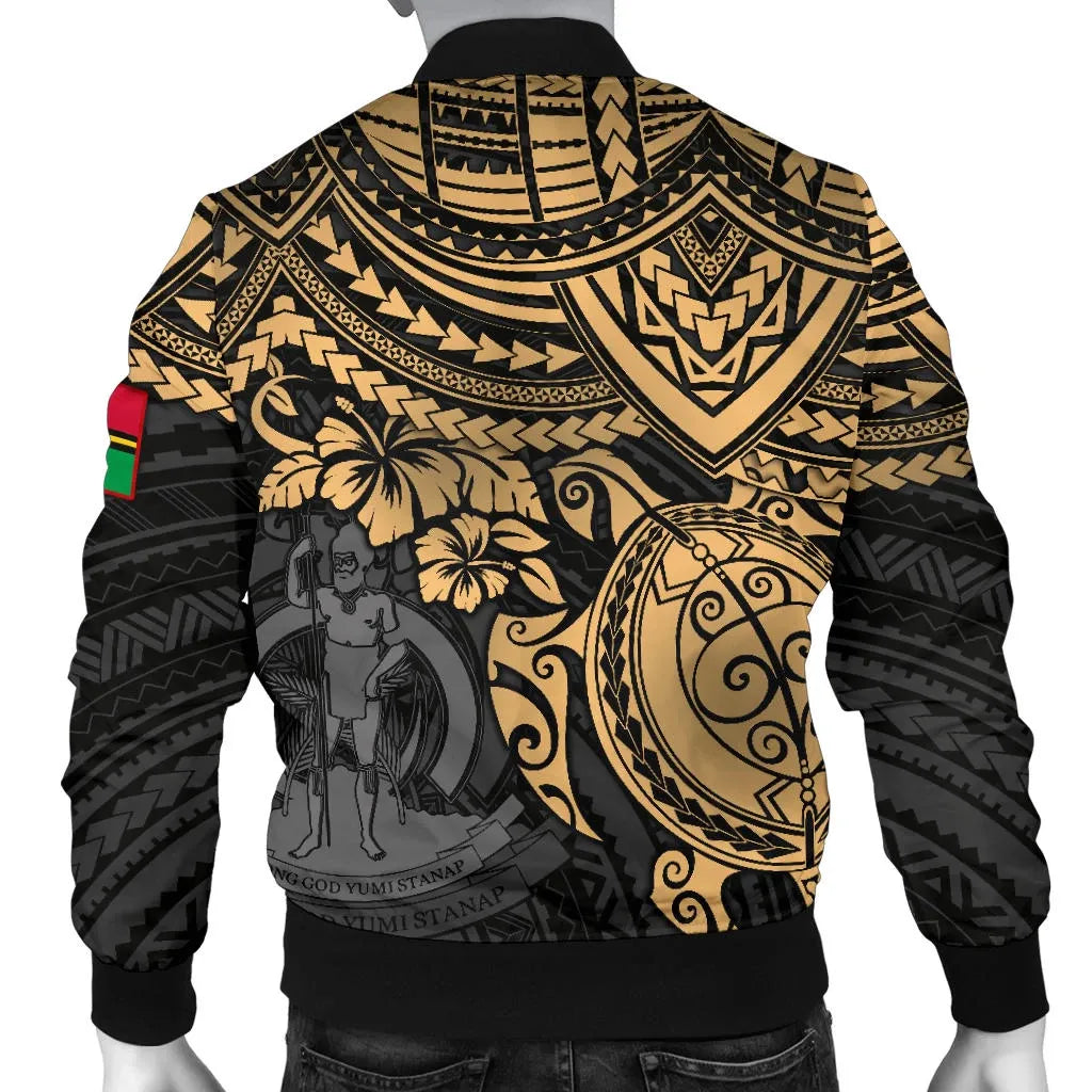 Vanuatu Polynesian Bomber Jacket - Gold Turtle