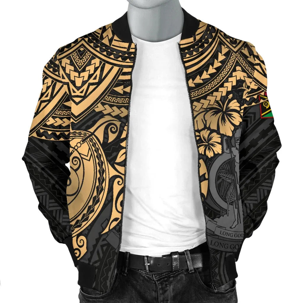 Vanuatu Polynesian Bomber Jacket - Gold Turtle