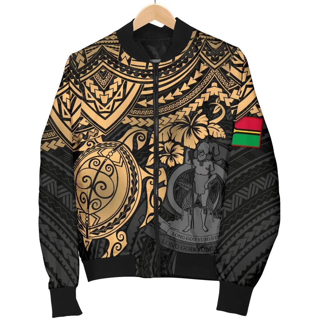 Vanuatu Polynesian Bomber Jacket - Gold Turtle