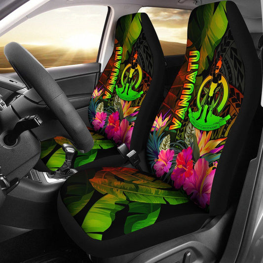Vanuatu Polynesian Car Seat Covers -  Hibiscus and Banana Leaves