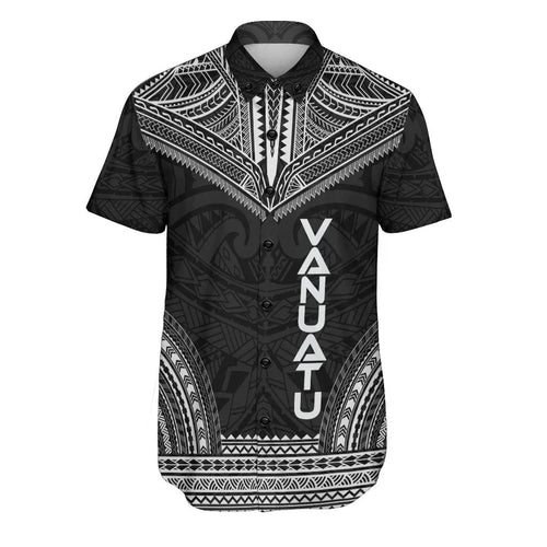 Vanuatu Polynesian Chief Short Sleeve Shirt - Black Version