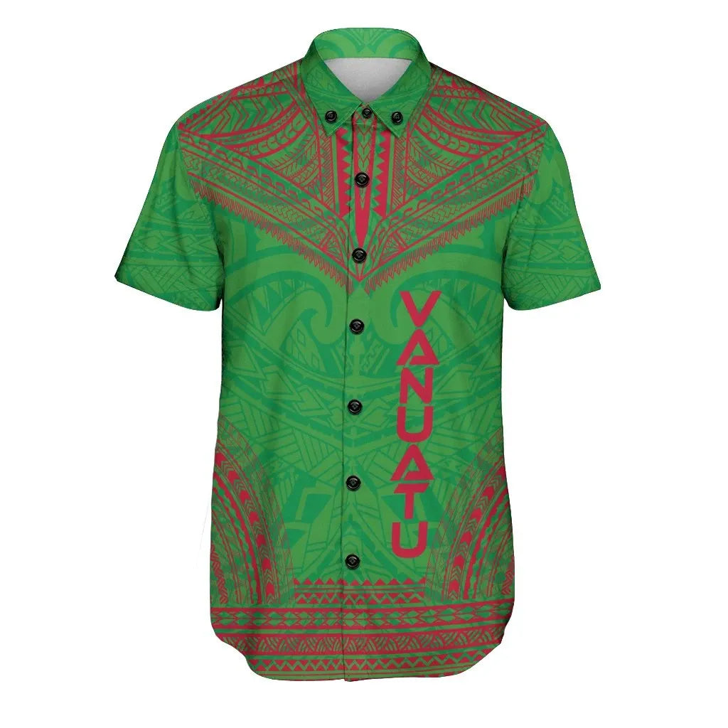 Vanuatu Polynesian Chief Short Sleeve Shirt - Flag Version
