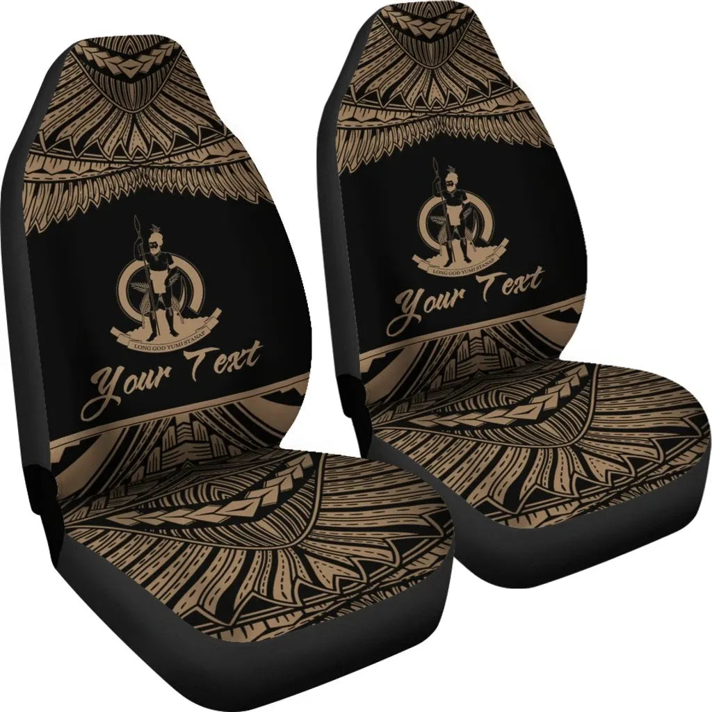 Vanuatu Polynesian Custom Personalised Peisonalised Car Seat Covers - Pride Gold Version