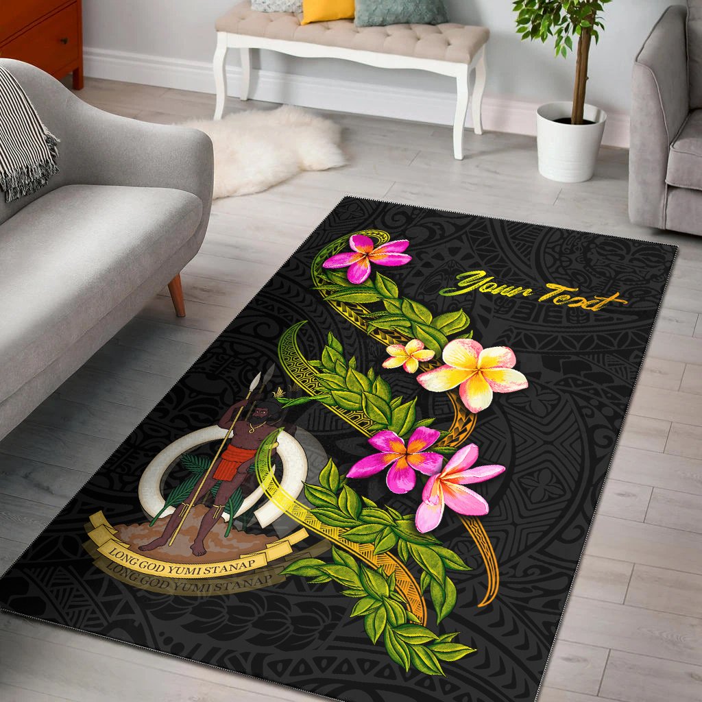 Vanuatu Polynesian Custom Personalised Area Rug - Plumeria Tribal
