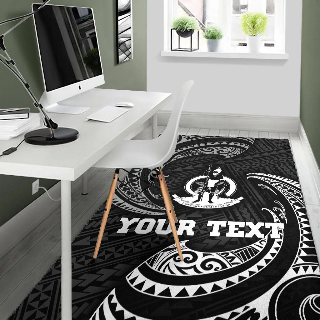 vanuatu Polynesian Custom Personalised Area Rug - White Tribal Wave