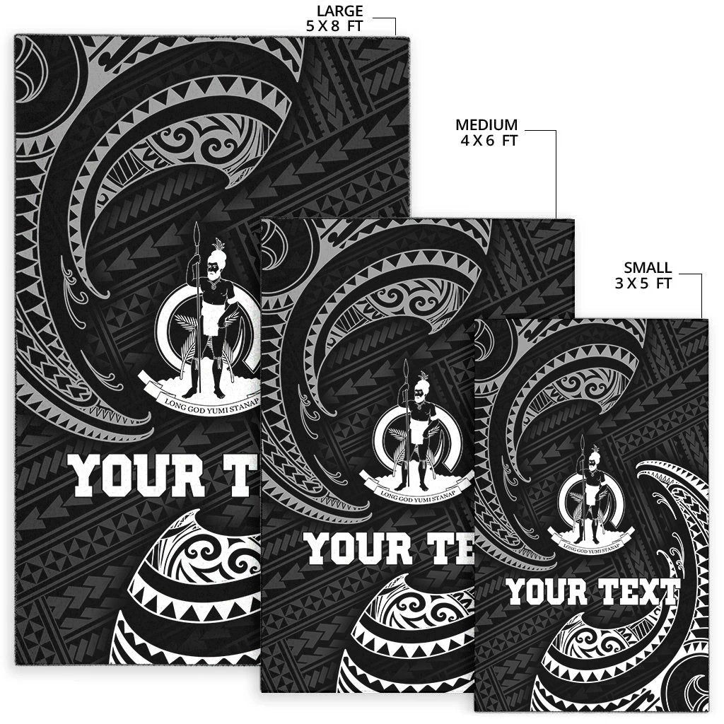 vanuatu Polynesian Custom Personalised Area Rug - White Tribal Wave