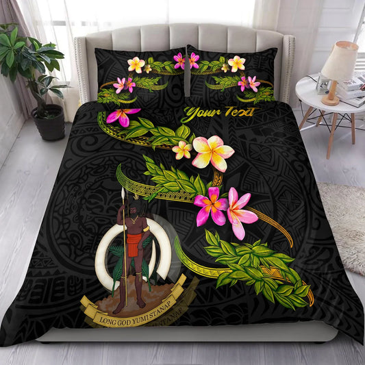 Vanuatu Polynesian Custom Personalised Bedding Set - Plumeria Tribal
