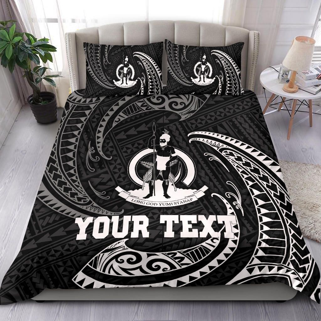 Vanuatu Polynesian Custom Personalised Bedding Set - White Tribal Wave