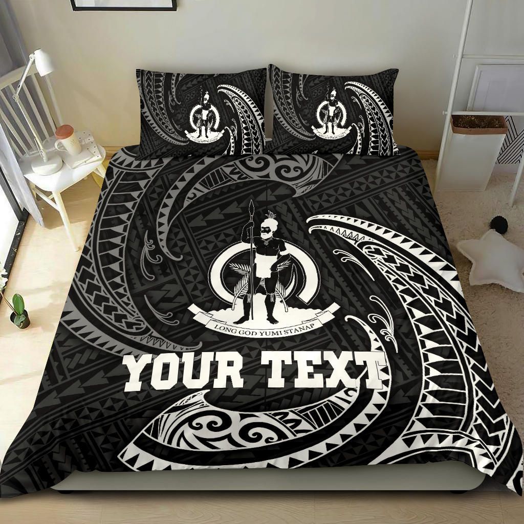 Vanuatu Polynesian Custom Personalised Bedding Set - White Tribal Wave