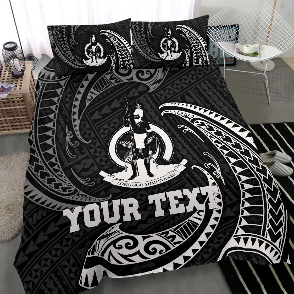 Vanuatu Polynesian Custom Personalised Bedding Set - White Tribal Wave