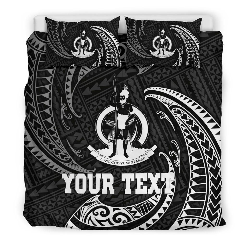 Vanuatu Polynesian Custom Personalised Bedding Set - White Tribal Wave