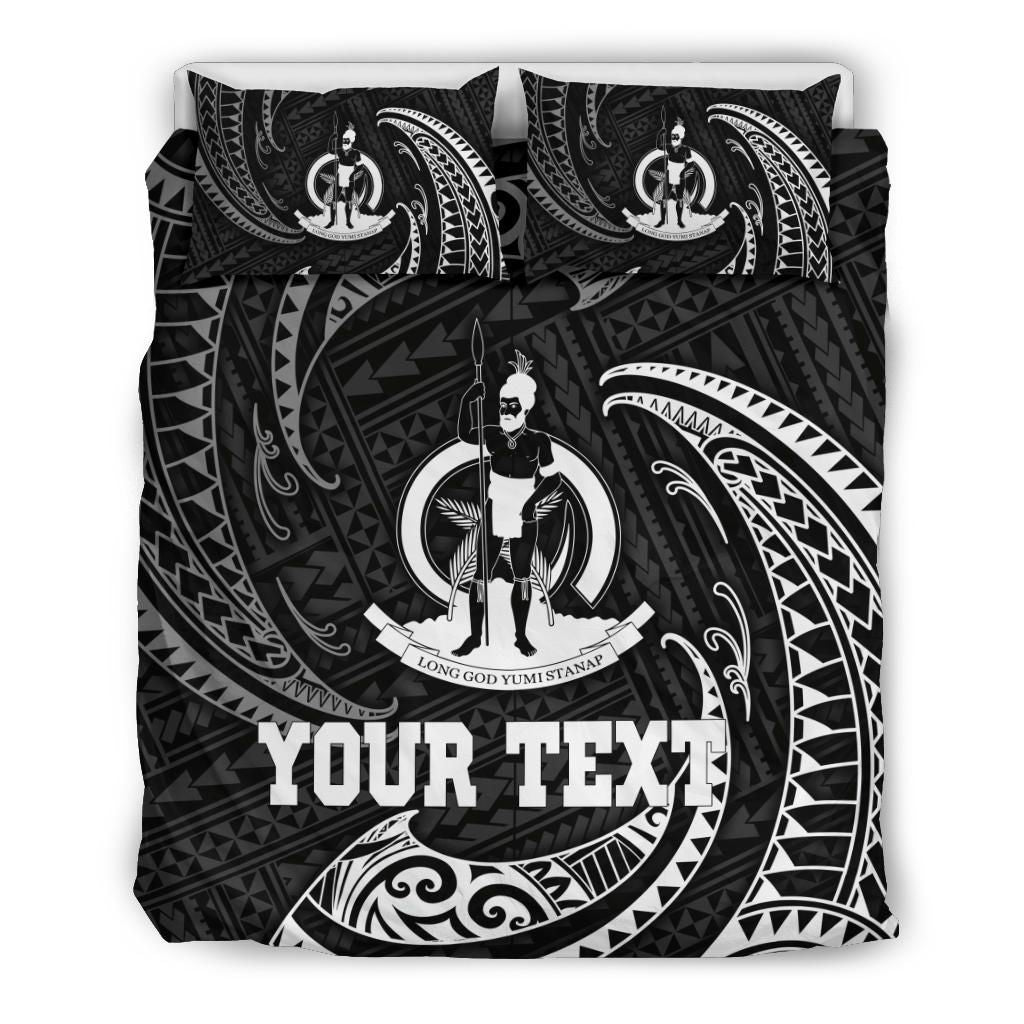 Vanuatu Polynesian Custom Personalised Bedding Set - White Tribal Wave