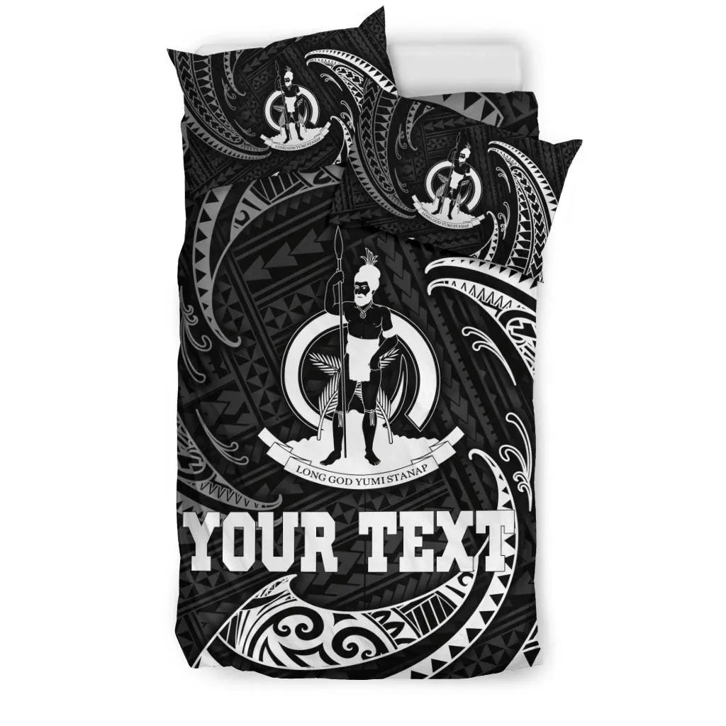 Vanuatu Polynesian Custom Personalised Bedding Set - White Tribal Wave