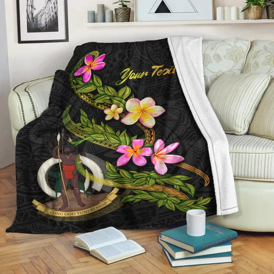 Vanuatu Polynesian Custom Personalised Blanket - Plumeria Tribal