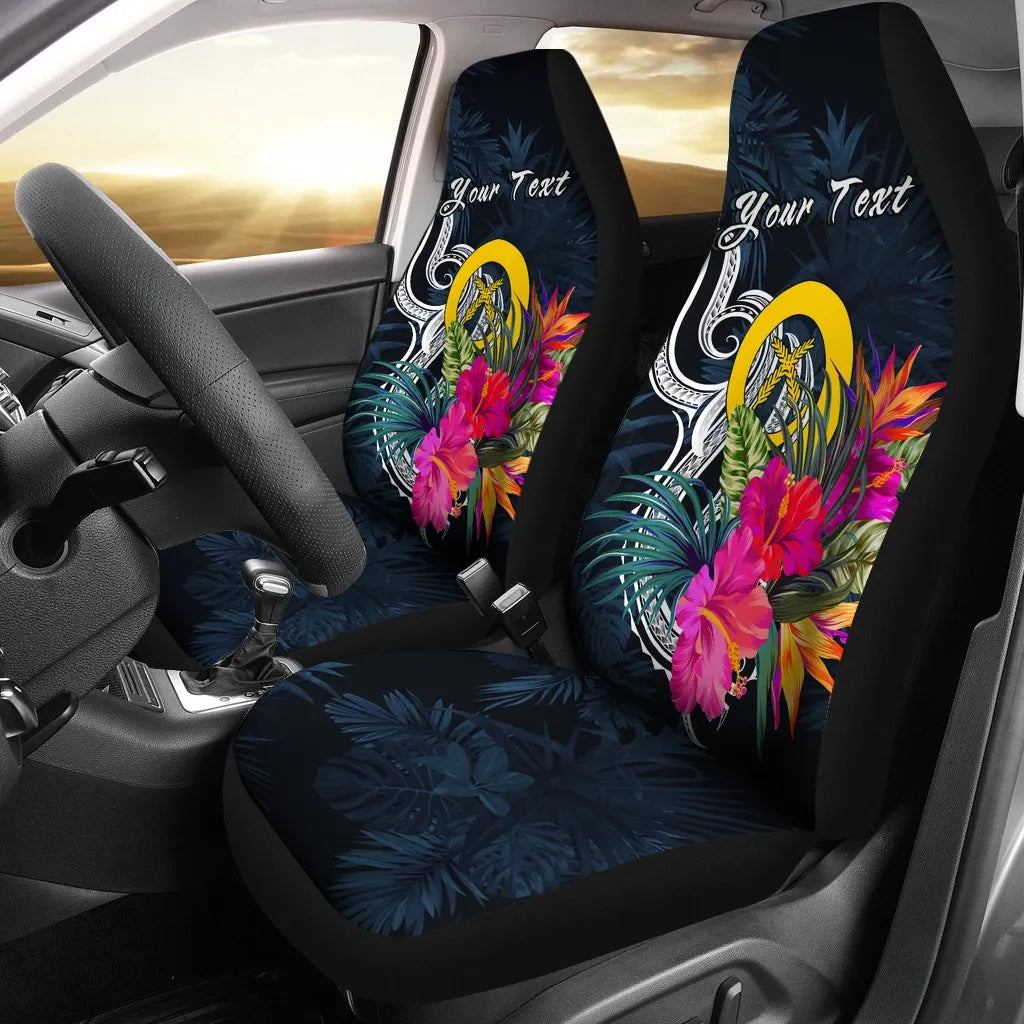 Vanuatu Polynesian Custom Personalised Car Seat Covers - Tropical Flower