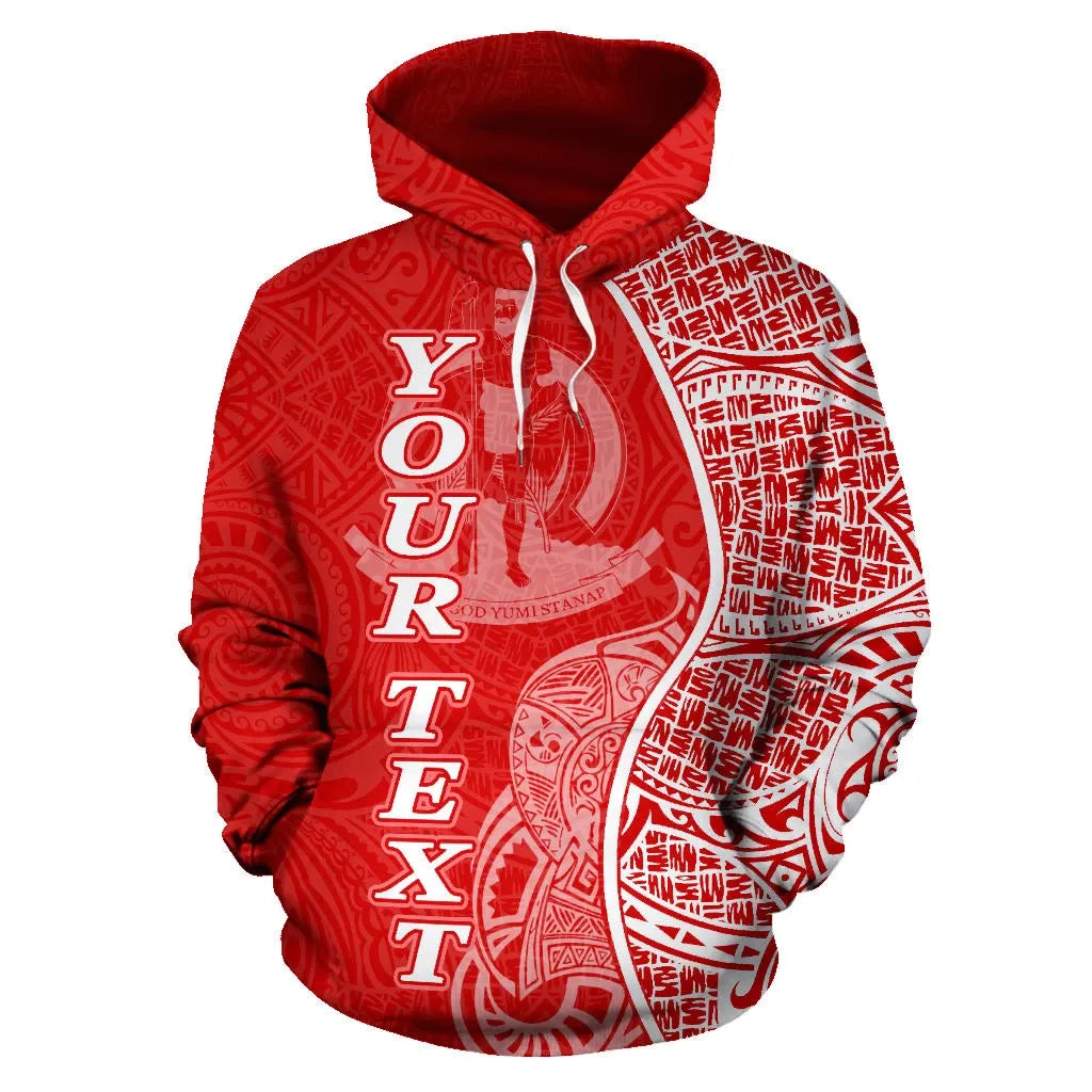 Vanuatu Polynesian Custom Personalised Hoodie Coconut Red White