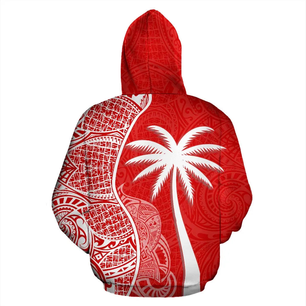 Vanuatu Polynesian Custom Personalised Hoodie Coconut Red White