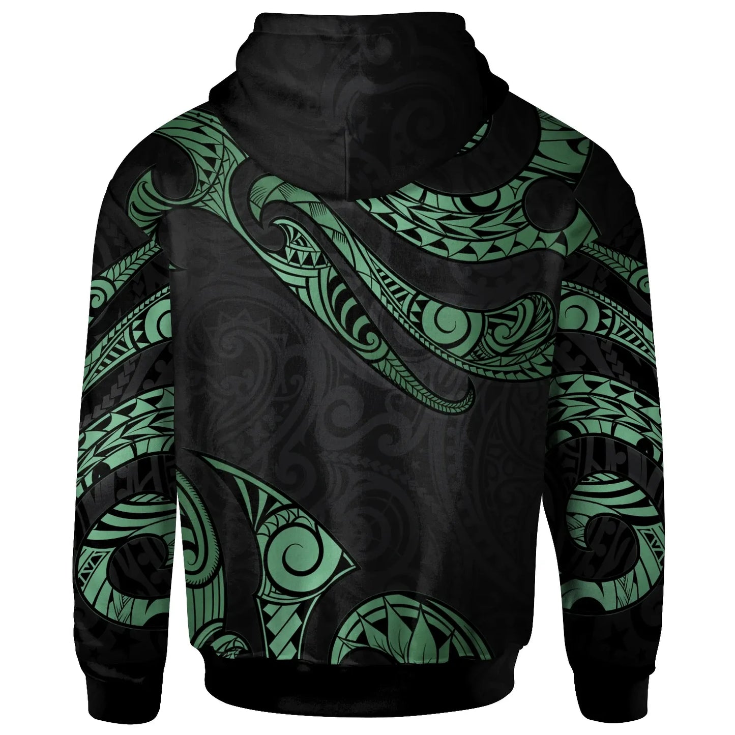 Vanuatu Polynesian Custom Personalised Hoodie - Poly Tattoo Green Version