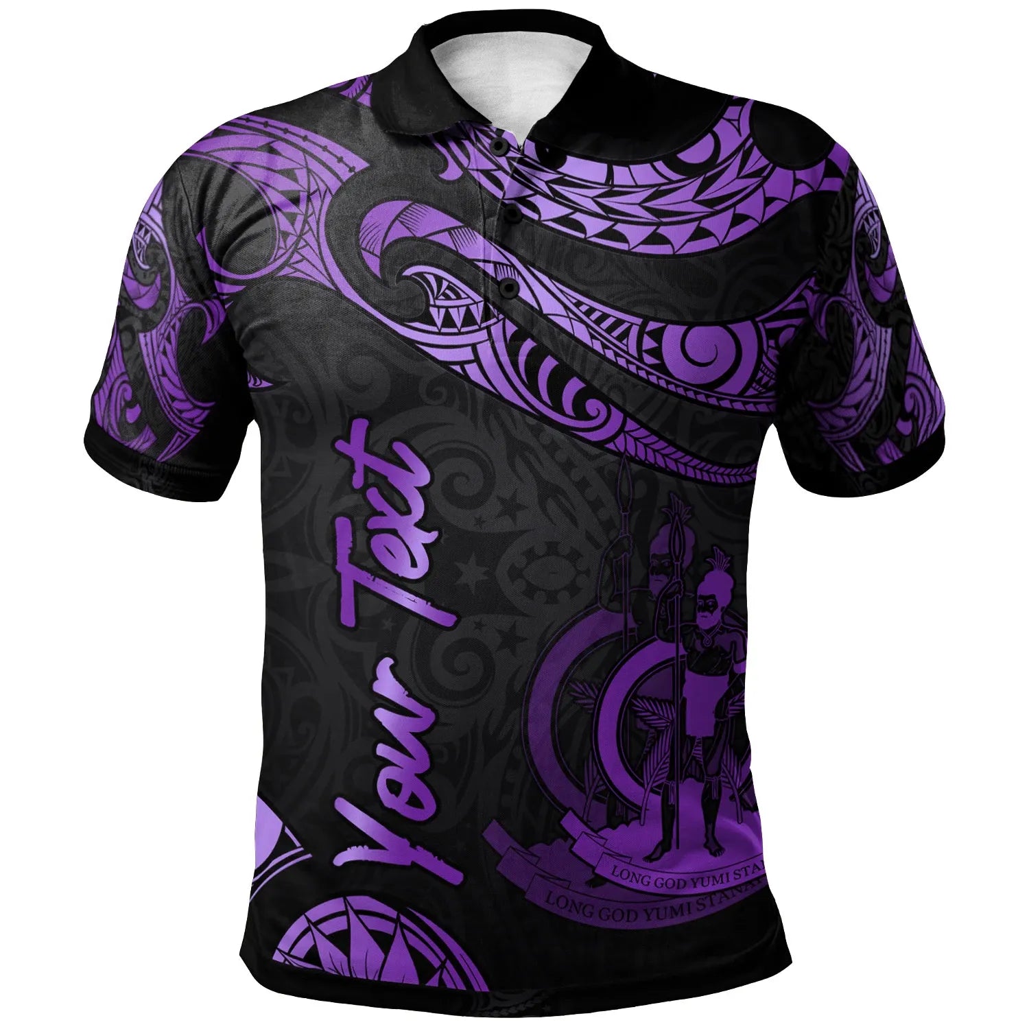 Vanuatu Polynesian Custom Personalised Polo Shirt - Poly Tattoo Purple Version