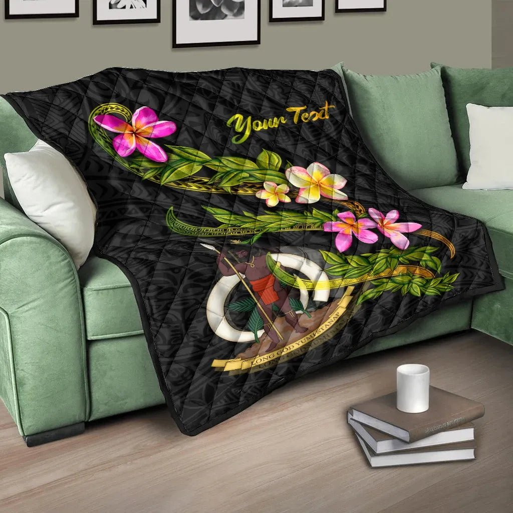 Vanuatu Polynesian Custom Personalised Quilt - Plumeria Tribal