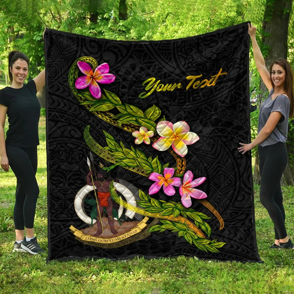 Vanuatu Polynesian Custom Personalised Quilt - Plumeria Tribal