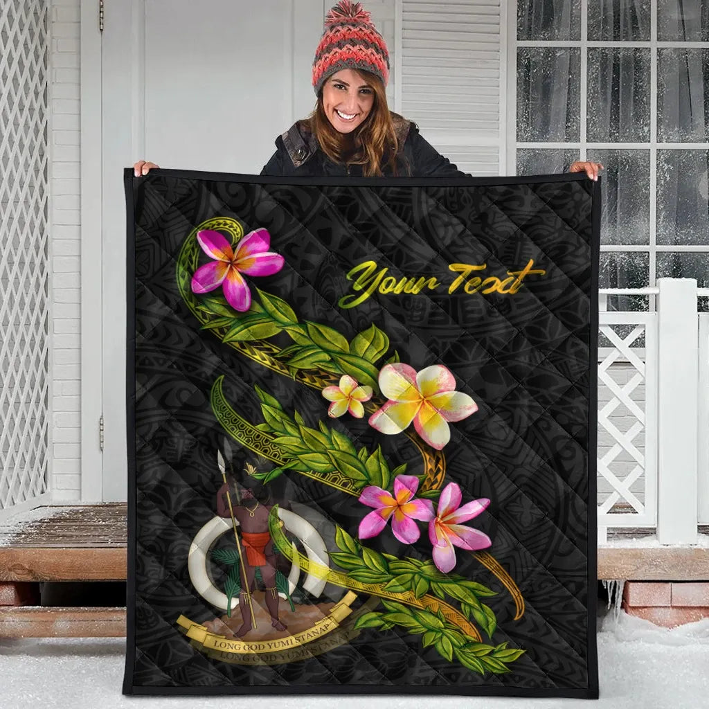 Vanuatu Polynesian Custom Personalised Quilt - Plumeria Tribal