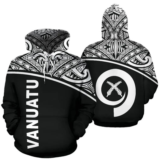Vanuatu Polynesian Hoodie - Black Curve
