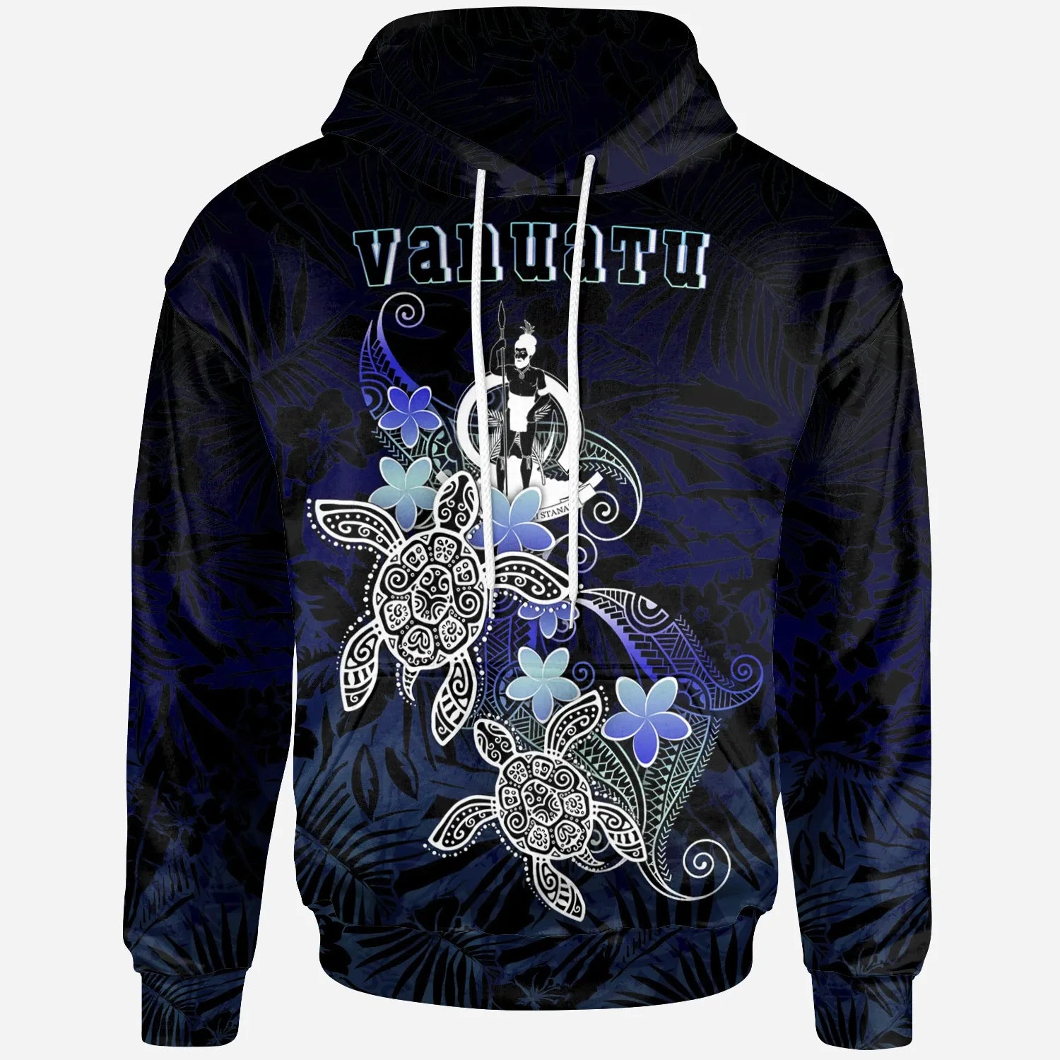 Vanuatu Polynesian Hoodie - Blue Turtle Couple