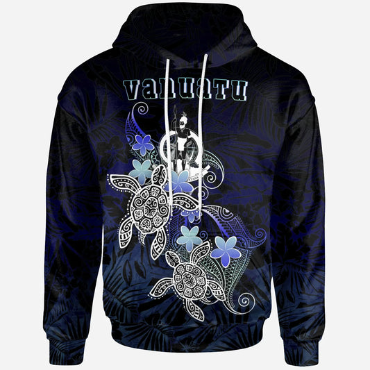 Vanuatu Polynesian Hoodie - Blue Turtle Couple