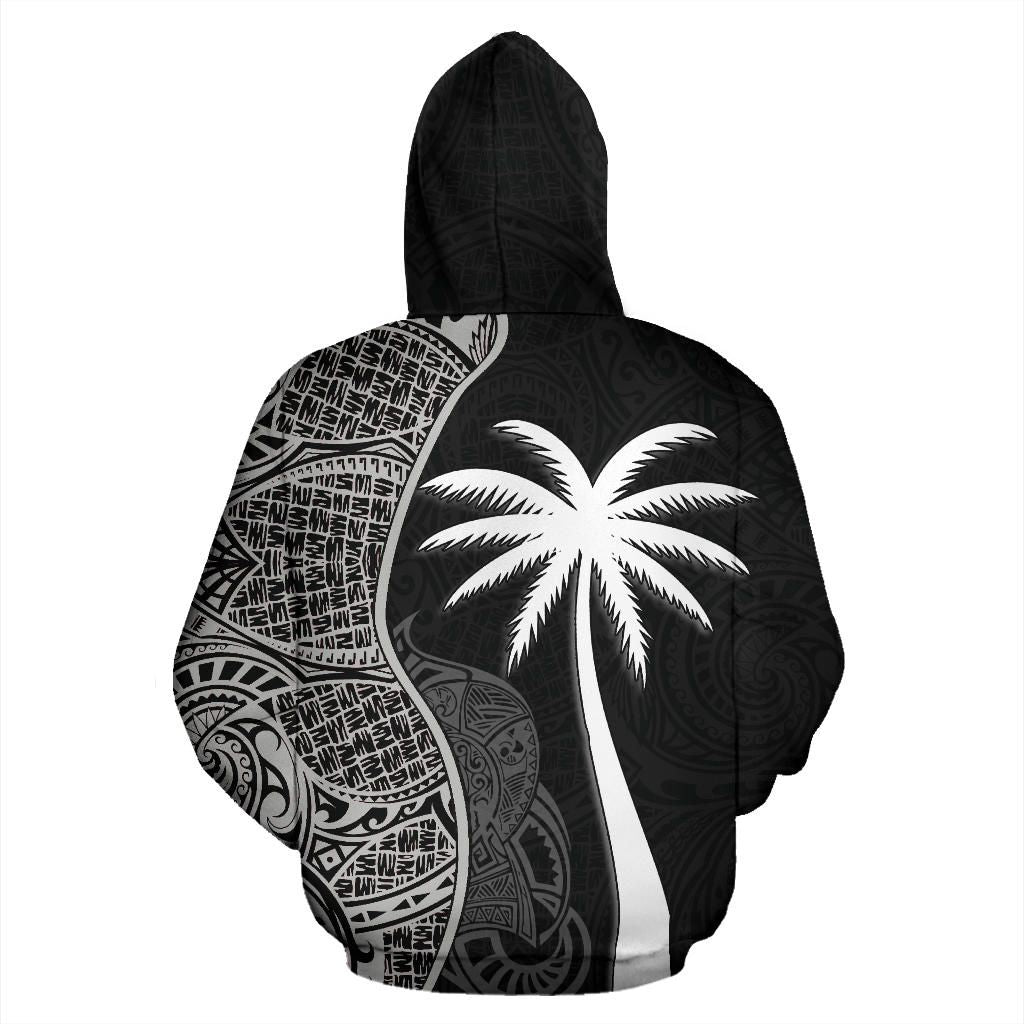 Vanuatu Polynesian Hoodie Coconut Tree Black
