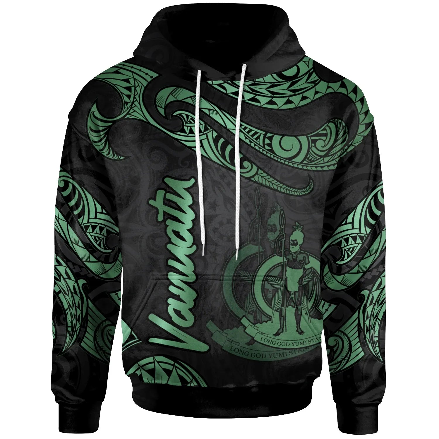 Vanuatu Polynesian Hoodie - Poly Tattoo Green Version